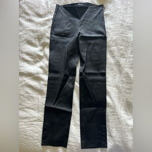 Theory Black Lamb Leather Pants with Button Detail - NWT, Size 6